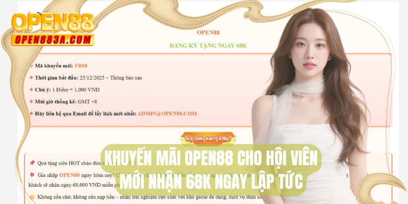 Khuyến mãi OPEN88 cho hội viên mới nhận 68K ngay lập tức